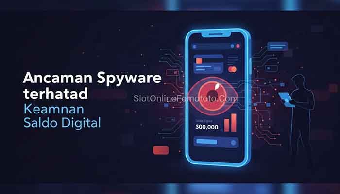 Ilustrasi spyware mengintai saldo m-banking