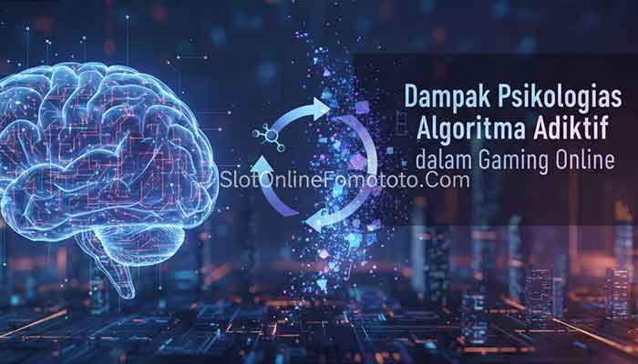 Ilustrasi psikologi algoritma dan dopamin loop dalam gaming digital