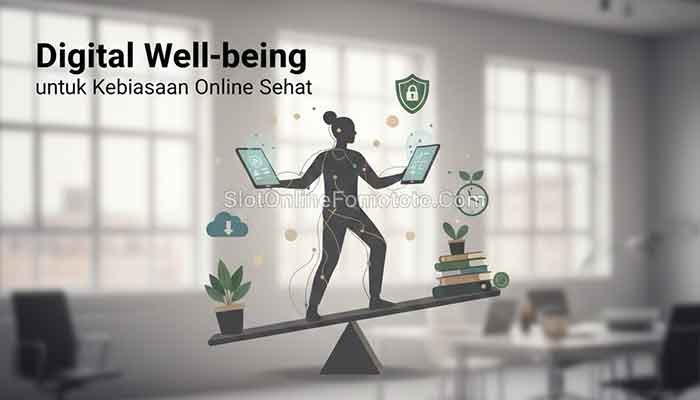 Ilustrasi Digital Well-being dan keamanan siber