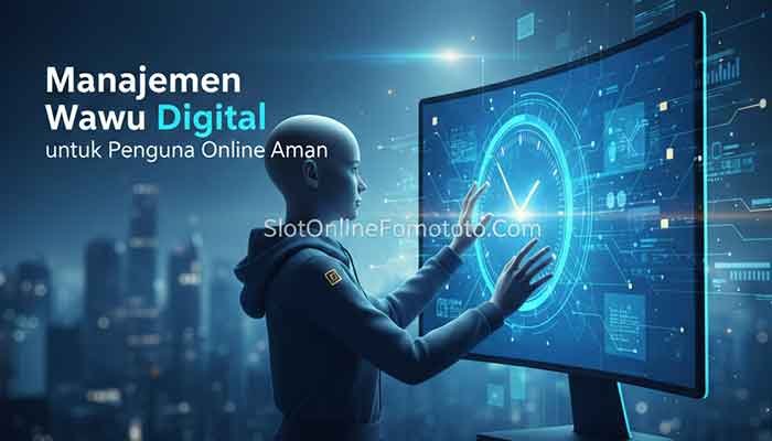 Ilustrasi manajemen waktu digital dan kontrol diri online